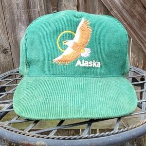 Vintage 80s Alaska Green Corduroy Men's Hat